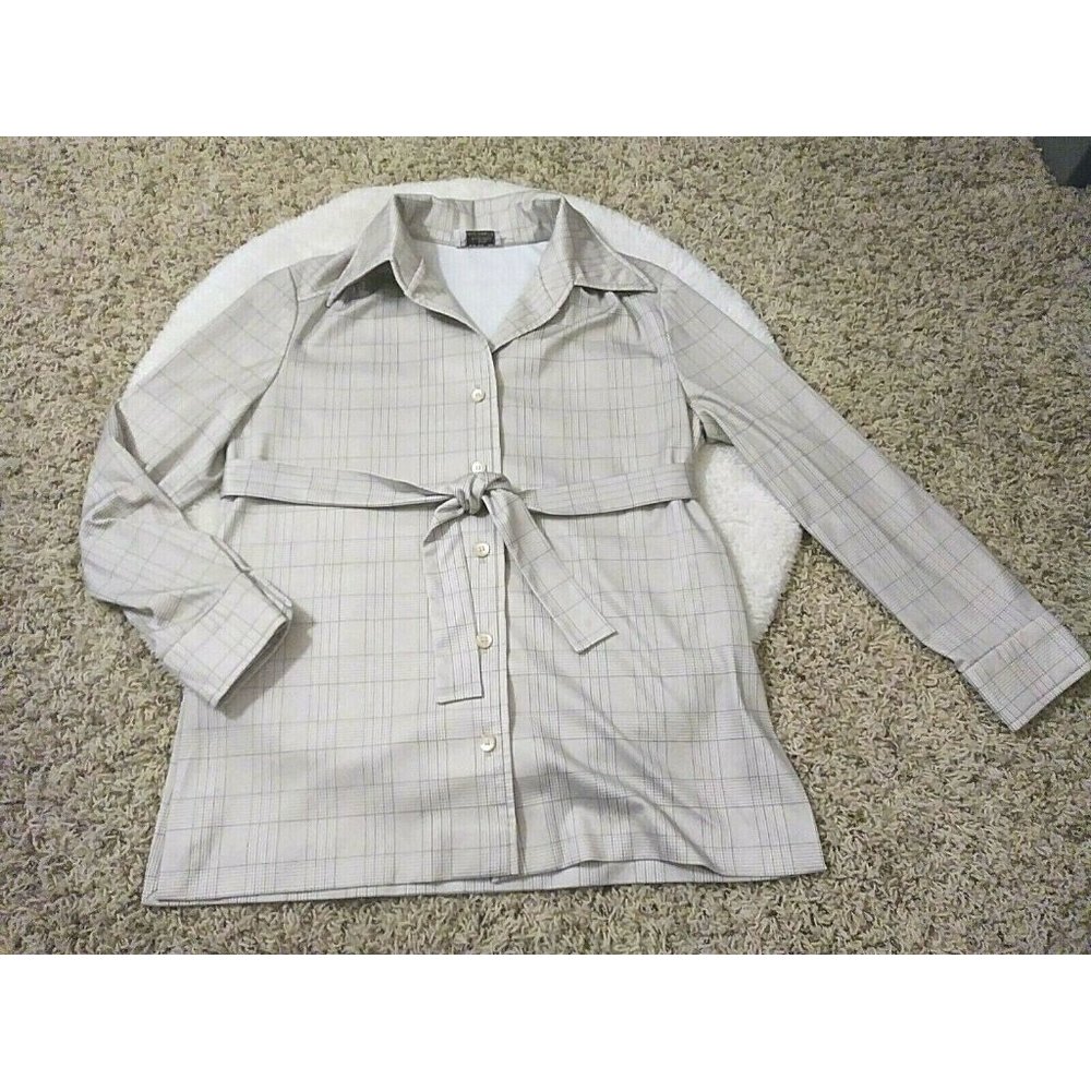 Kiva LTD Vintage Womens Top Button Up Long Sleeve Shirt Checkered Large L